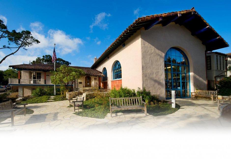 Exterior of the Harrison Memorial Library in Carmel