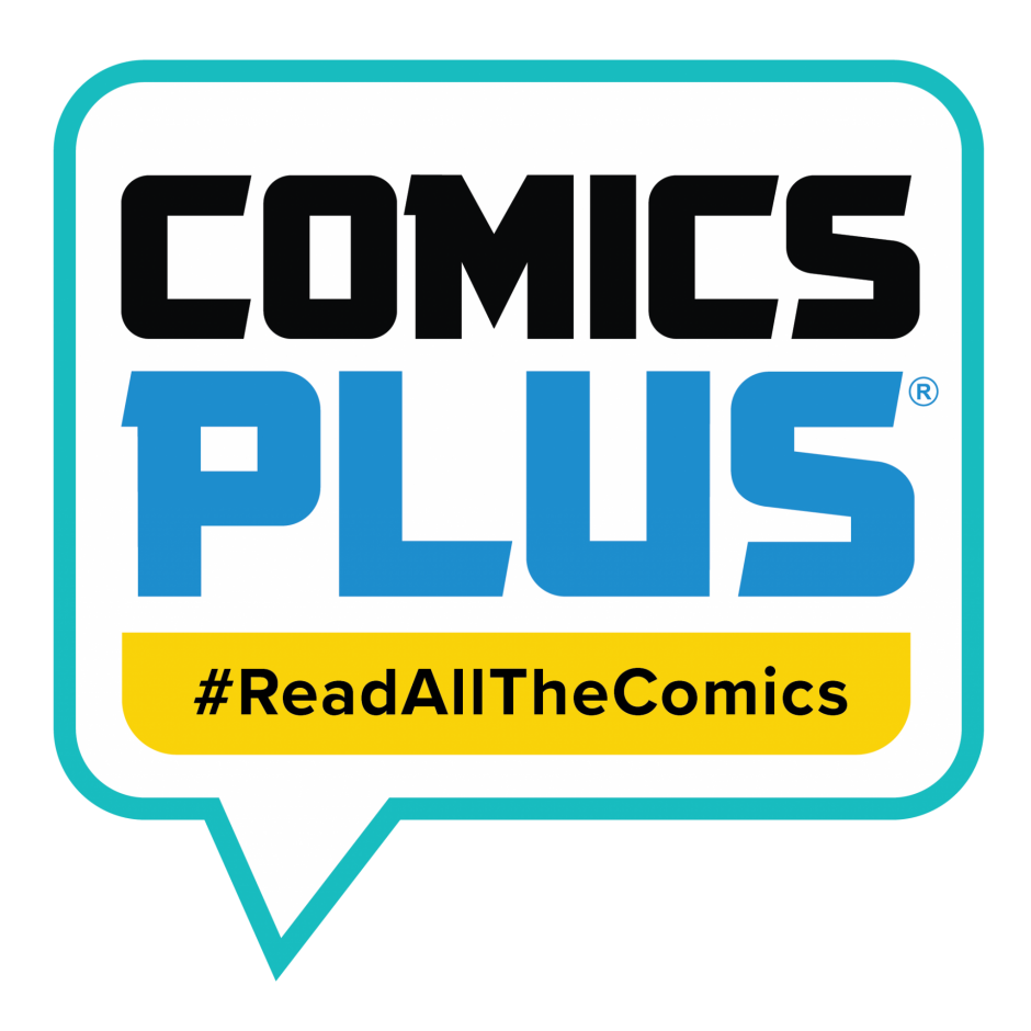 Comics Plus logo: Read all the Comics. Link to ComicsPlus.