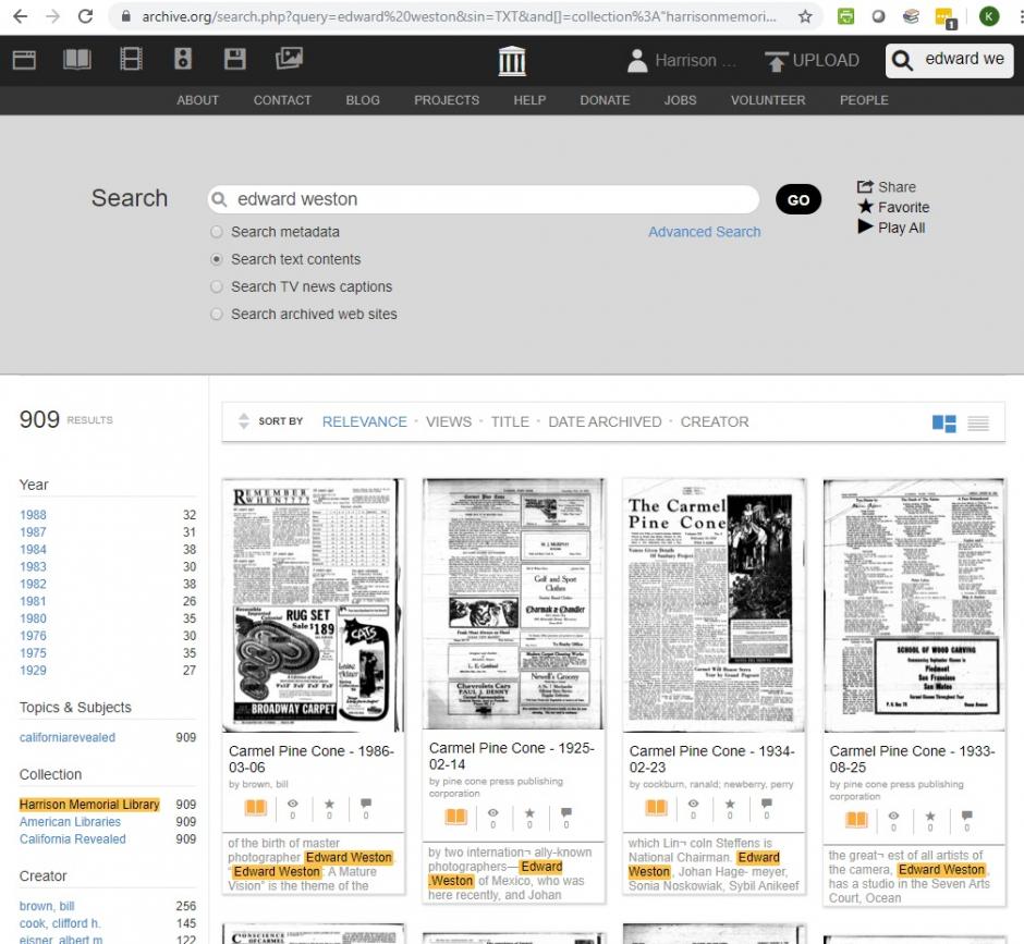Pine Cone search results for "Edward Weston" with 909 results"