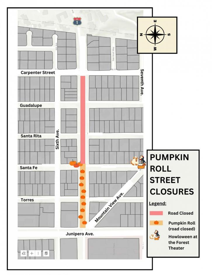 Street Closure Map for the Pumpkin Roll
